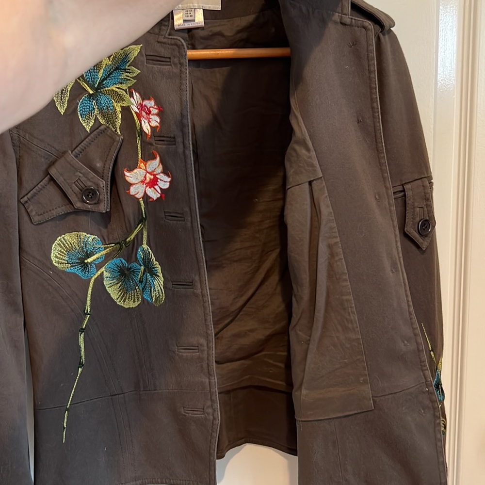 Karen Millen vintage cropped army green embroidered jacket - Picture 9 of 11